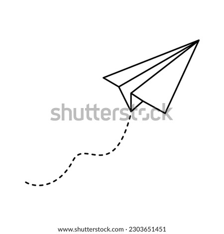 Paper airplane outline vector illustration isolated on white background. Fit for icon, element, logo, decoration etc.