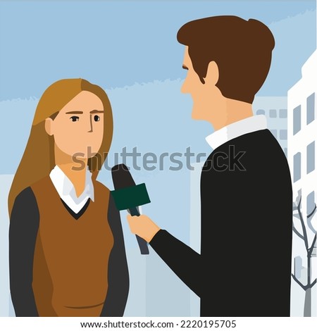 Street Interview Illustration Vector Cartoon Drawing 