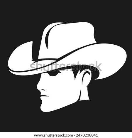 Minimalist Cowboy Silhouette with Iconic Hat Vector Graphic