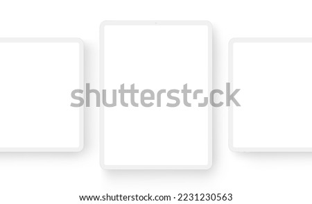 White Tablet Mockups With Blank Vertical and Horizontal Screens. Vector Illustration