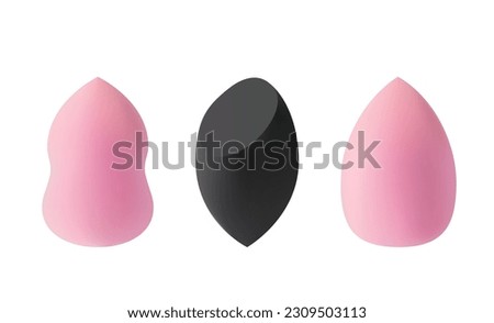 Makeup Sponges Set, Isolated on White Background. Vector Illustration