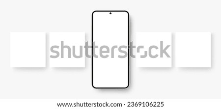 Modern Smartphone With Blank Square Carousel Posts for Your Designs on Social Network. Vector Illustration