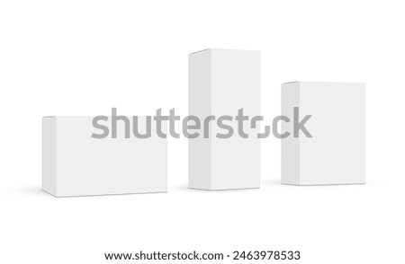 Set Of Three Blank Paper Boxes Isolated On White Background. Vector illustration