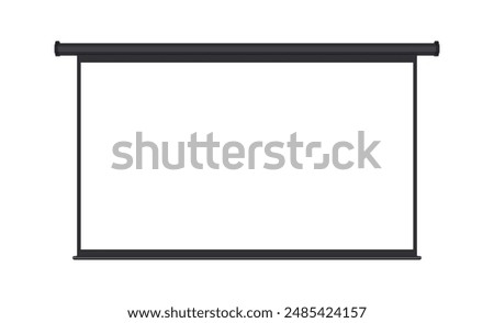 Wall Projection Screen Mockup, Front View, Isolated On White Background. Vector Illustration