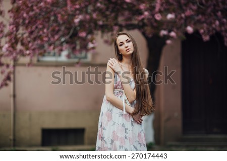 girl on the street near sakura