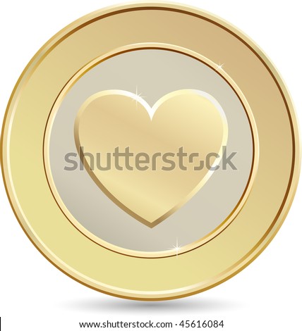 Gold Coin. Heart Shape. Stock Vector Illustration 45616084 : Shutterstock