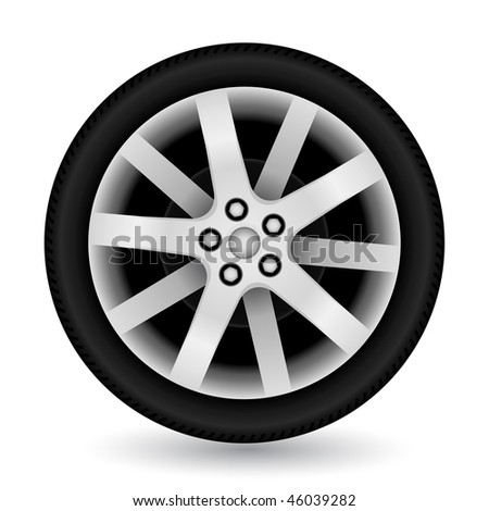 Car Wheel On White Background. Vector Illustration. - 46039282 ...