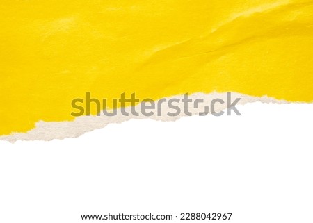 Yellow ripped paper torn edges strips isolated on white background Foto stock © 