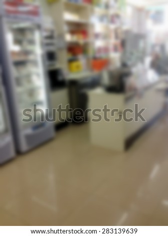 convenience store cashier blur background