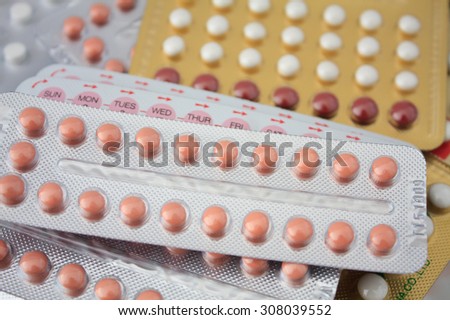 Colorful oral contraceptive pill