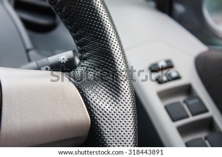Interior view of car focus at car steering