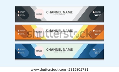 Youtube Channel Blue, Orange and gray Horizontal Cover. Banner with Nickname. The header for Social Media Account. Vector illustration