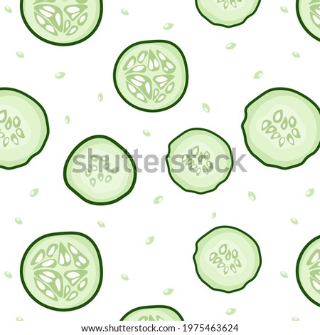 Similar – Image, Stock Photo Cucumber slice pattern isolated on white background. Cucumis sativus backdrop