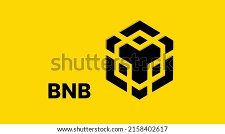 BNB coin cryptocurrency 3d logo isolated on yellow background with copy space. vector illustration of BNB coin banner design concept.