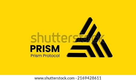 Vector illustration of Prism protocol, PRISM crypto currency logo on yellow background with copy space. Prism protocol, PRISM cryptocurrency token logo or symbol banner.