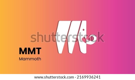 Mammoth, MMT coin cryptocurrency 3d logo isolated on yellow background with copy space. vector illustration of MMT token banner design concept.