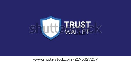 Vector illustration of Trust wallet token, TWT logo and Brand name text isolated on white background.