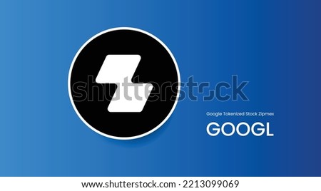 Google Tokenized Stock Zipmex, GOOGL token cryptocurrency logo on isolated background with copy space. vector illustration of Googl, pypl, baba token banner design concept.