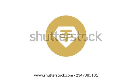 Tether Gold, XAUt cryptocurrency logo on isolated background with copy space. 3d vector illustration of Tether Gold, XAUt Token icon banner design concept.