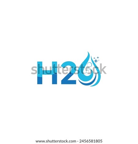 H2o or H2O Letter, Water Drop Logo Design, With Water Wave Symbol Vector 
