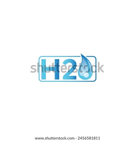 H2o or H2O Letter, Water Drop Logo Design, With Water Wave Symbol Vector 
