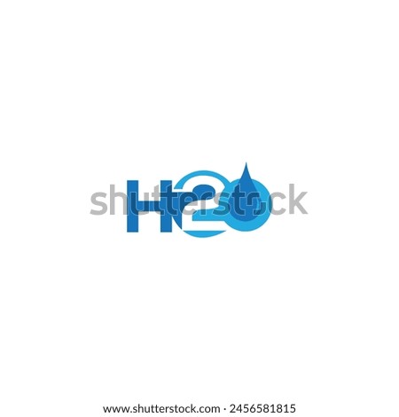 H2o or H2O Letter, Water Drop Logo Design, With Water Wave Symbol Vector 
