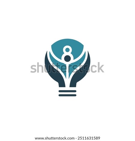 people family together human unity logo and light bulb design graphic vector illustration, smart idea mind think lightbulb logo design, people creative light bulb ideas concept vector	