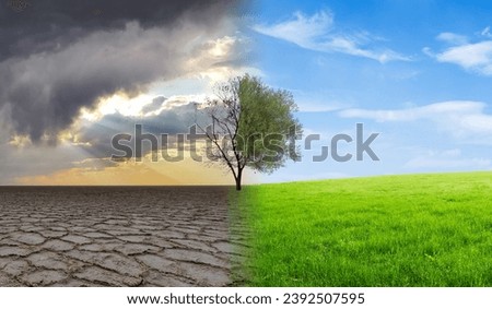 Similar – Image, Stock Photo Climate change and drought land. Water crisis. Arid climate. Crack soil. Global warming. Environment problem. Nature disaster. Dry soil texture background. Dry and cracked skin need moisture concept.