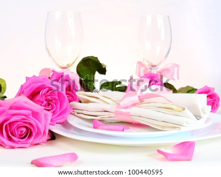 Arrangement for Romantic Dinner with Pink Roses