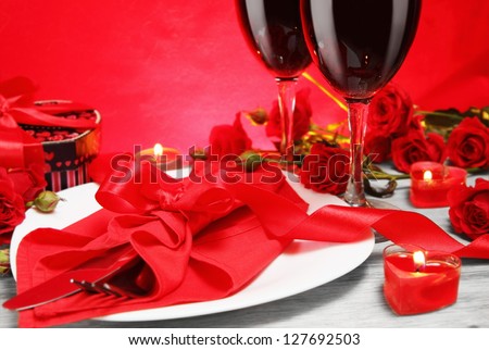 Romantic Candlelight Dinner for Two Lovers Close Concept