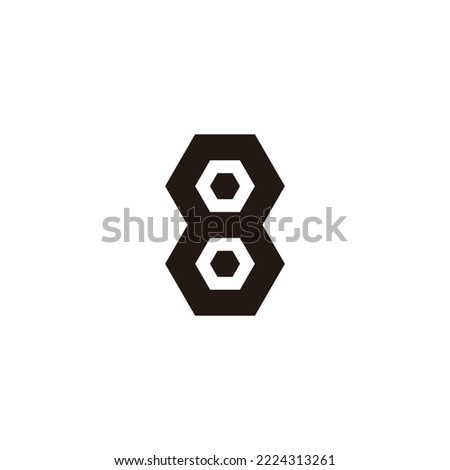 Number 8, hexagons geometric symbol simple logo vector