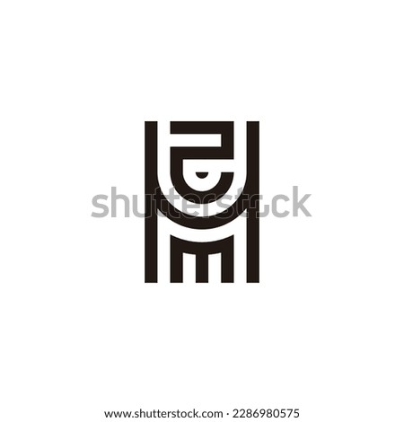Letter H, M and number 2 square curve geometric symbol simple logo vector
