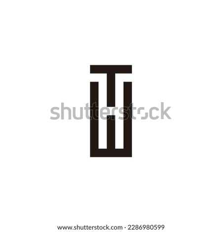 Letter T and H square, rectangle geometric symbol simple logo vector