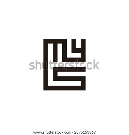 Letter y, m and s square, connect geometric symbol simple logo vector