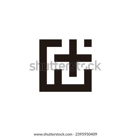 Letter W plus, square geometric symbol simple logo vector
