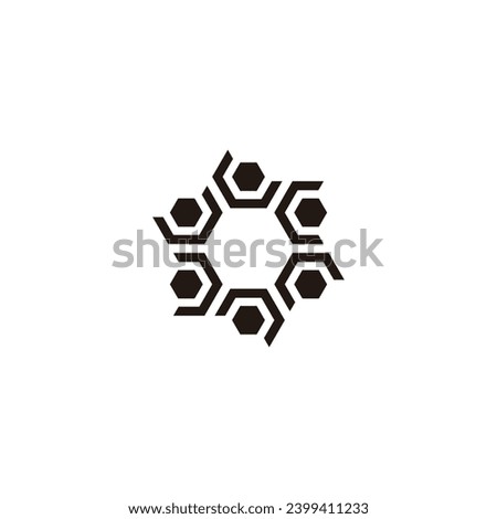 Hexagons, letter u geometric symbol simple logo vector