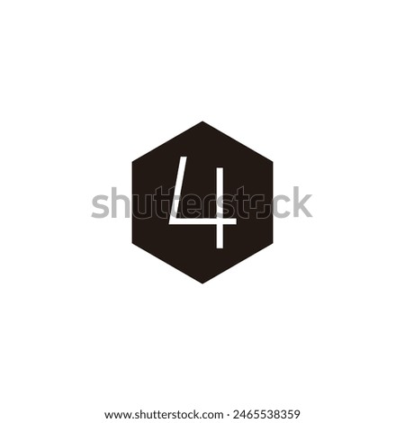 Number 4 in hexagon geometric symbol simple logo vector
