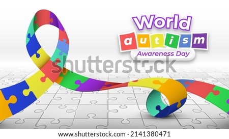 World Autism Day with Colorful Ribbon
