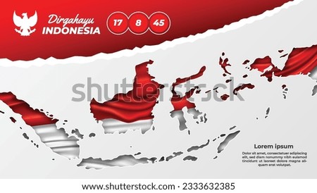 Indonesia Independence Day with Flag in Indonesian Map Illustration