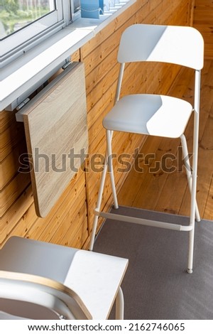 folded folding wall table on the balcony. High quality photo Foto stock © 