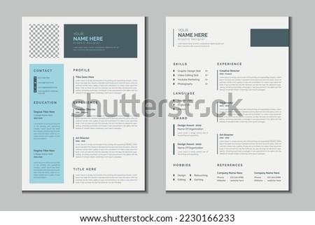 Double pages resume or cv portfolio template design