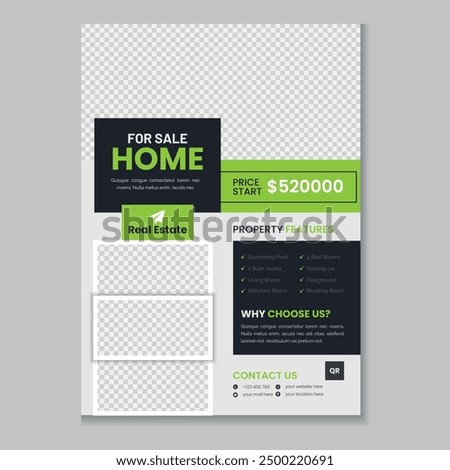 Real estate flyer template design and home sale banner layout design