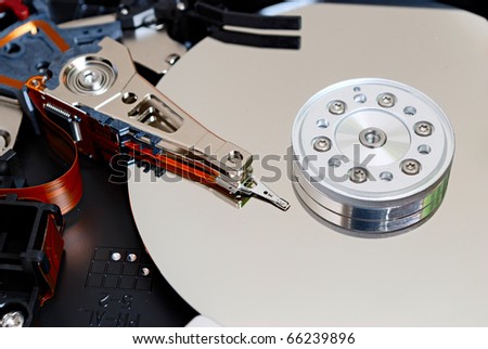 hdd (hard drive) of computer inside closeup