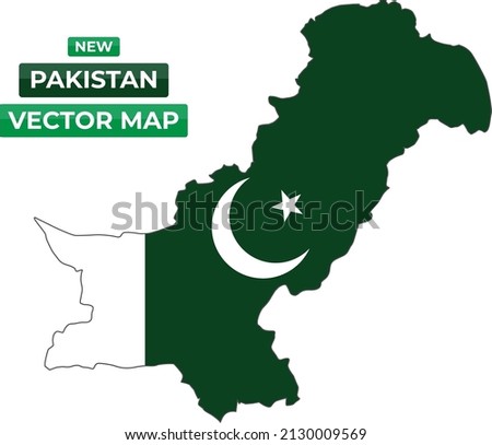 New Official Pakistan Map Including Kashmir Region with Flag Inside