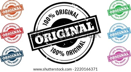 100% Original Rubber Stamp. 100% Original Grunge Stamp Seal Vector Illustration. Original rubber stamp and certified quality rubber seal stamps set.