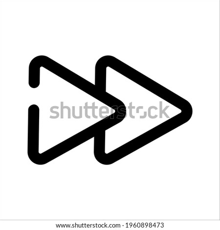 Vector double rounded chevron arrows. Fast forward, skip, next, open, close, sidebar tab icon.