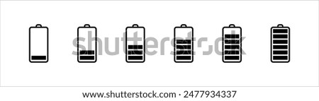 Battery icon set vector illustration, battery charging sign and symbol, battery charge level.