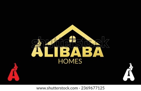 Alibaba A Letter House Genie Real Estate Logo With Vector