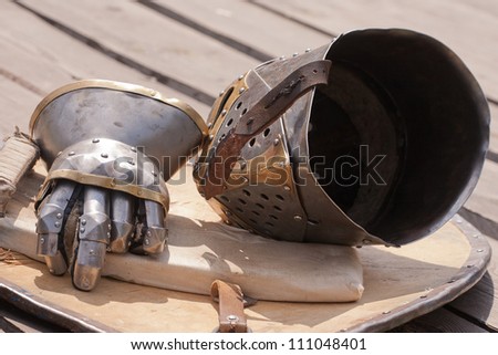 Parts of a medieval knight armor