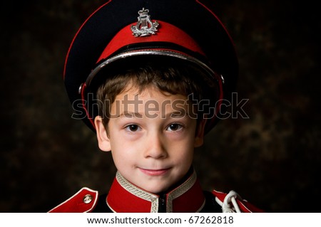 Little Boy In A Marching Band Uniform Low Key Portrait Stock Photo ...